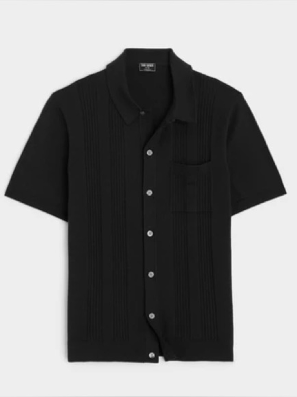 Todd Snyder Black Short-Sleeve Knit Camp-Collar Button-Down